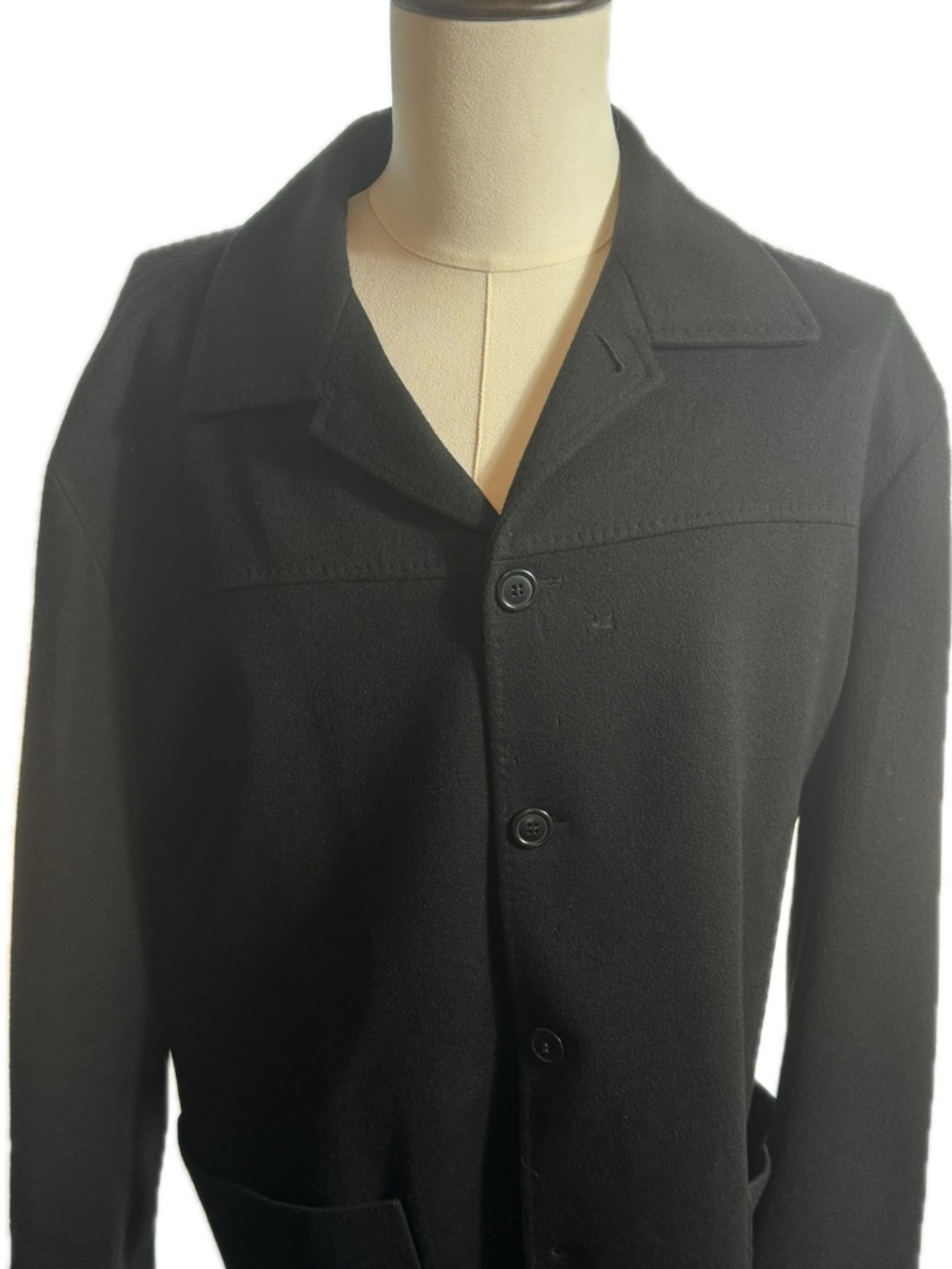 Ermenegildo Zegna Cashmere Jacket Black Silk Lined Italy XL 54 Luxury Mens Coat